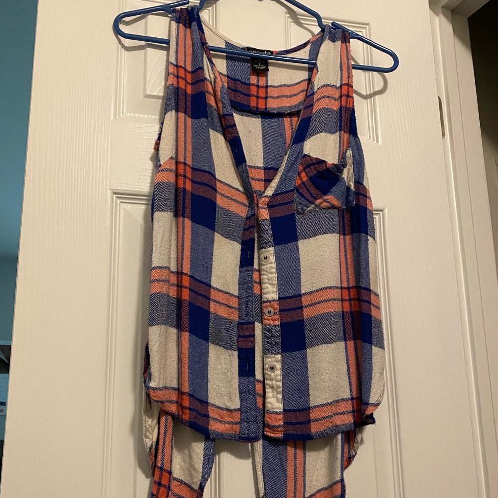 Plaid backless tank top